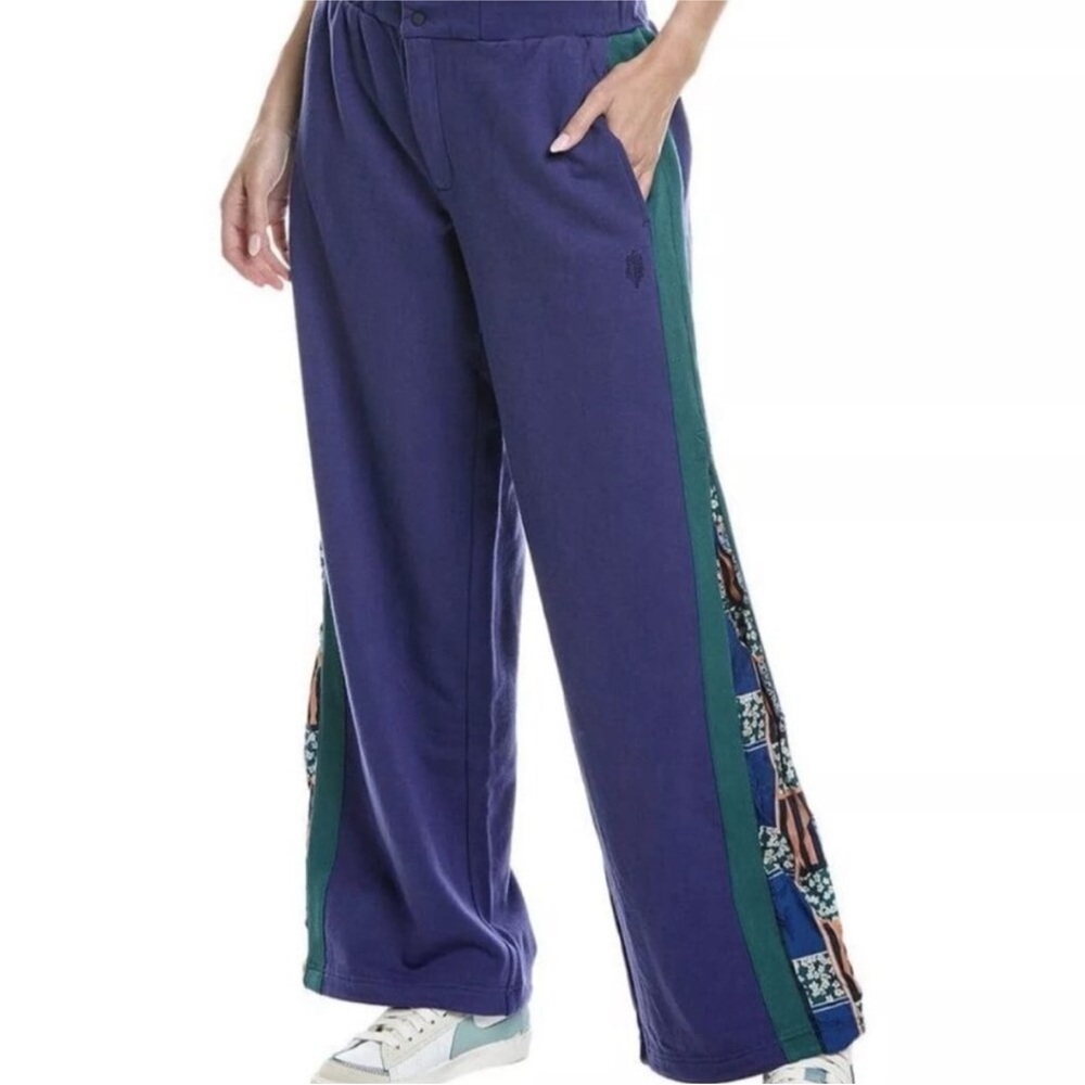 Free People Movement Kickoff Terry Cotton Sweatpants with Silk Floral Inlay